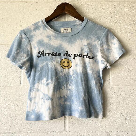 RVCA Tops - RVCA Camille Rowe Arrete De Parler Stop Talking Tie Dye Crop Top Women's Small